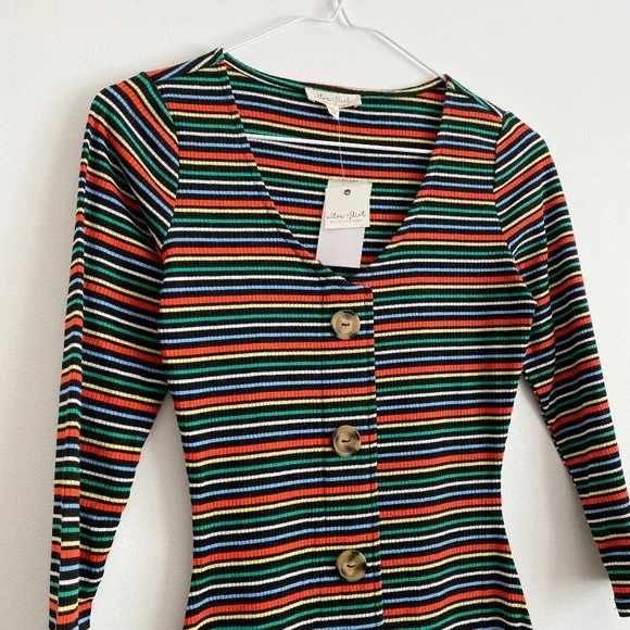 Ultra Flirt Womens Bodycon Dress Franklin Stripe, Knee Length, XS - Picture 3 of 12